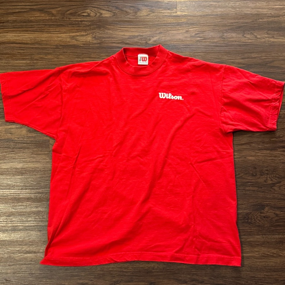 Vintage Wilson Red Logo Heavyweight T-Shirt Made in USA Men XXL‎ 90s Sportswear